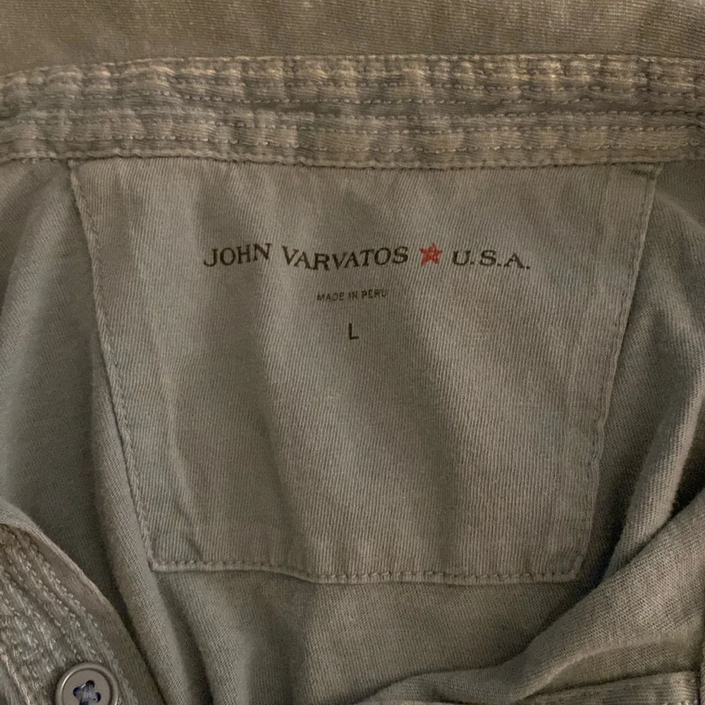 John Varvatos blue Leroy Johnny collar style 100% cotton men’s stretchy shirt - Picture 10 of 11